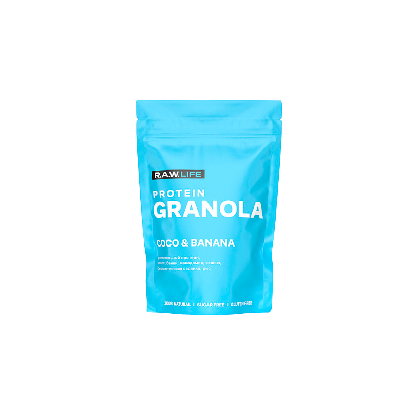 Гранола протеиновая "PROTEIN GRANOLA COCO & BANANA" Raw Life